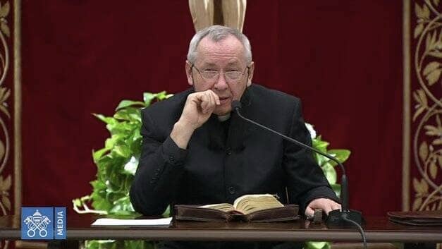 A screen grab shows Jesuit Father Marko Rupnik, an artist and theologian, giving a Lenten meditation from the Clementine Hall at the Vatican in this March 6, 2020, file photo. (Credit: CNS photo.)