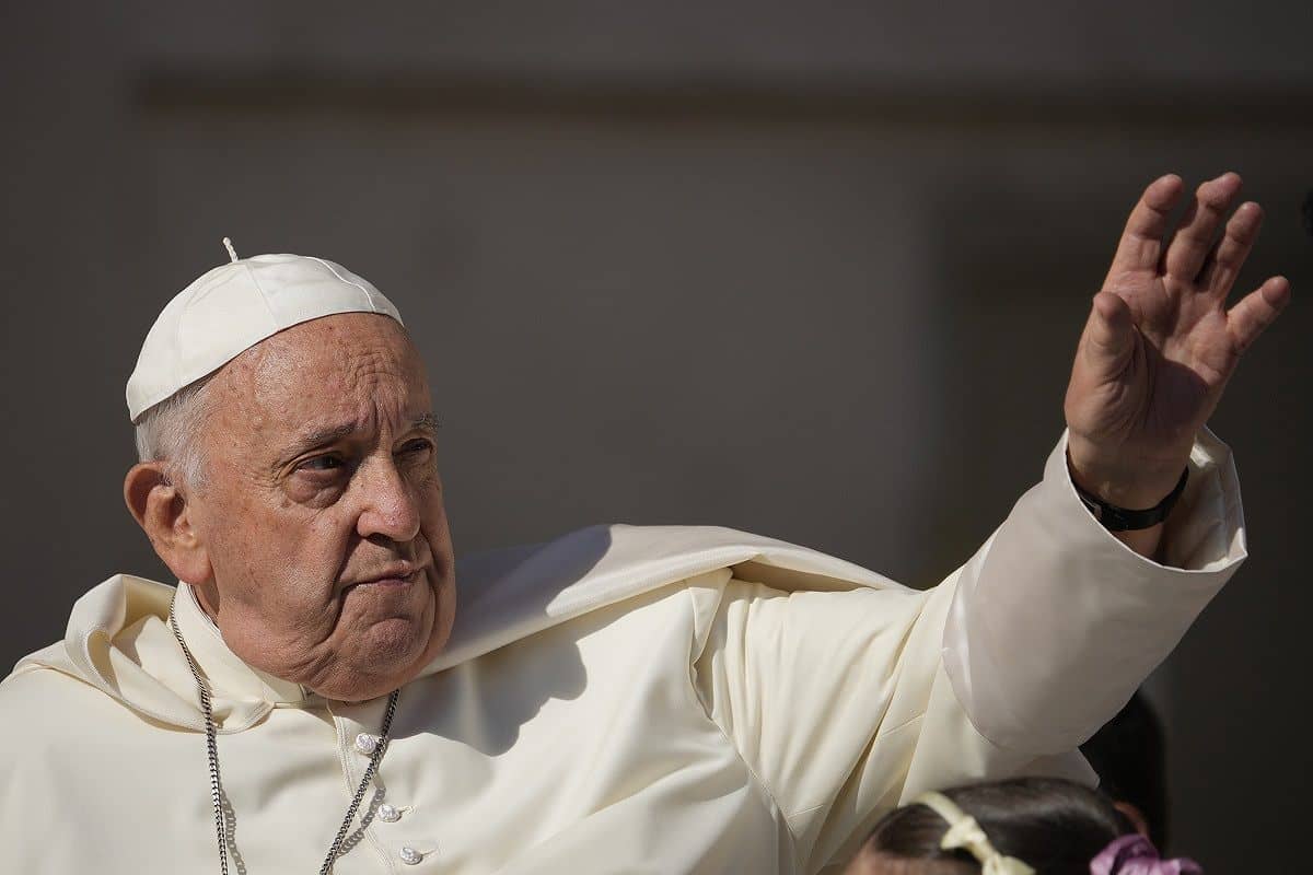 Pope Francis arrives for his weekly general audience in St. Peter’s Square, at the Vatican, Wednesday, June 5, 2024. (Credit: Andrew Medichini/AP.)