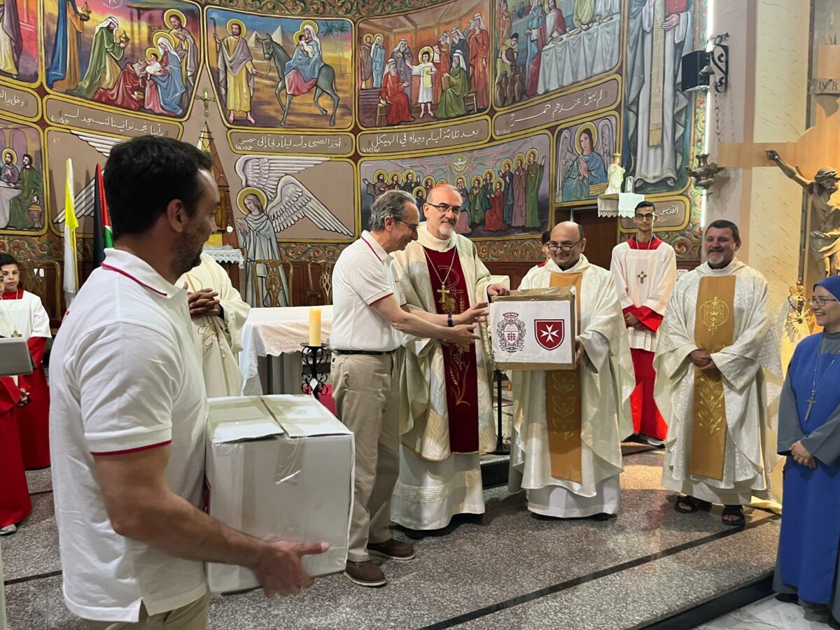 Cardinal Pierbattista Pizzaballa, Latin Patriarch of Jerusalem, at the Church of the Holy Family in Gaza, May 16, 2024. (Credit: Latin Patriarchate of Jerusalem.)